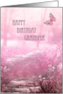 Happy Birthday Grandma pink butterfly garden card