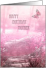 Happy Birthday Mother pink butterfly garden card