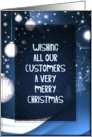wishing all our customers a very merry christmas blue and white ornaments card