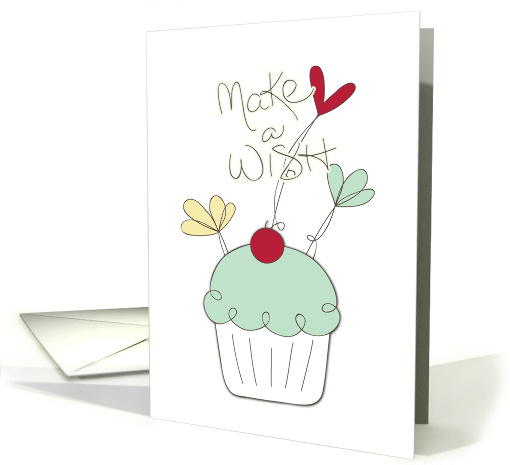 Cake and a cherry make a wish blank card (685304)