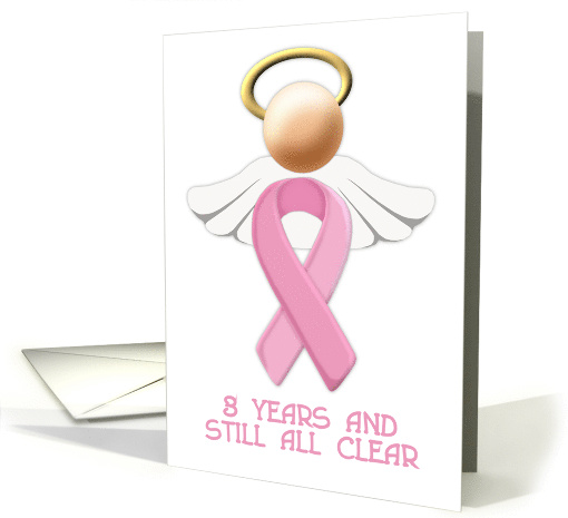 breast cancer awareness angel and support ribbon all clear card