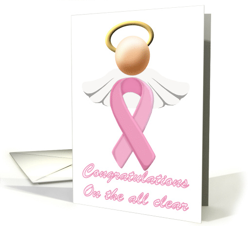 breast cancer awareness angel and support ribbon all clear card
