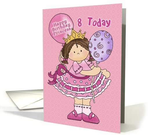 Happy birthday pink princess 8 today card (697387)