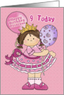 Happy birthday pink princess 9 today card