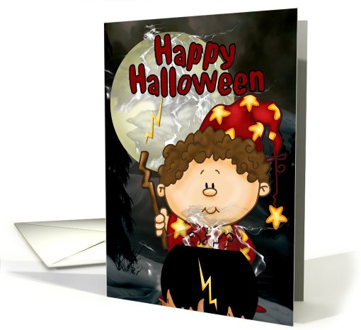 Happy Halloween little wizard boy card (697405)