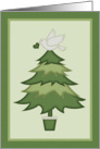 Green tree with dove of peace card