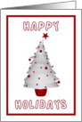 Happy holidays red and white frame with christmas tree card