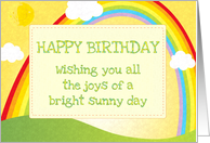 Happy Birthday sunshine rainbow joys of a bright sunny day card