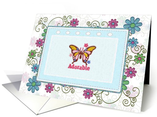 Adorable butterfly swirls and flowers card (751413)