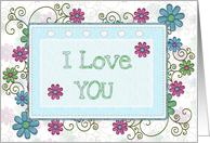 I love you swirls and flowers card