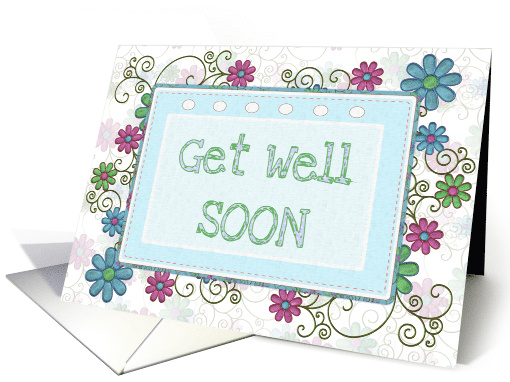 Get well soon swirls and flowers framed card (751420)