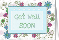 Get well soon swirls and flowers framed card