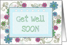 Get well soon swirls and flowers framed card