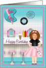 Happy birthday rocking chick malt shop card