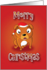 Staffordshire bull terrier - santa hat card