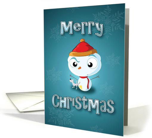 snowman doggy wee - merry christmas card (523443)