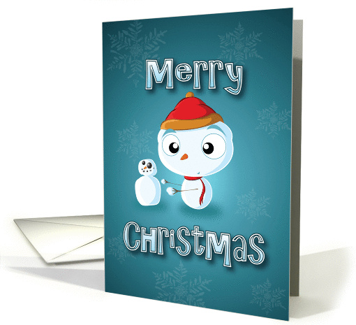 snowman building snowman - merry christmas card (523448)