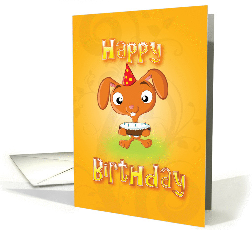 rabbit cake - happy birthday card (523454)