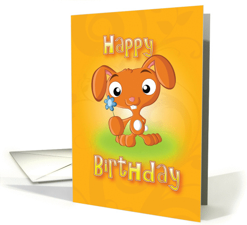 rabbit flower - happy birthday card (523455)