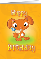 rabbit flower - happy birthday card