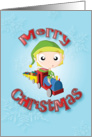 little elf train - merry christmas card