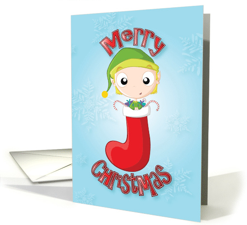 little elf stocking - merry christmas card (523765)