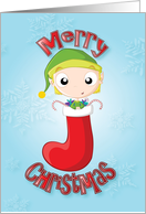 little elf stocking - merry christmas card