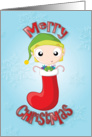 little elf stocking - merry christmas card