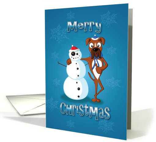 boxer dog - snowman card (523806)