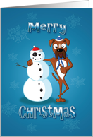 boxer dog - snowman card
