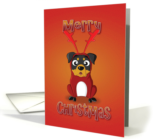 rottweiler - reindeer costume card (525593)