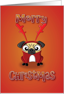 pug - reindeer costume card