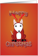 english bull terrier - reindeer costume card