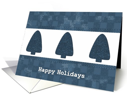 Triple Tree Blue Christmas card (524404)