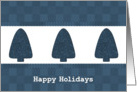 Triple Tree Blue Christmas card