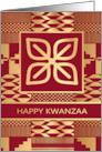 Faux Gold Outline Adinkra Nsirewa Red Kente Print Kwanzaa card
