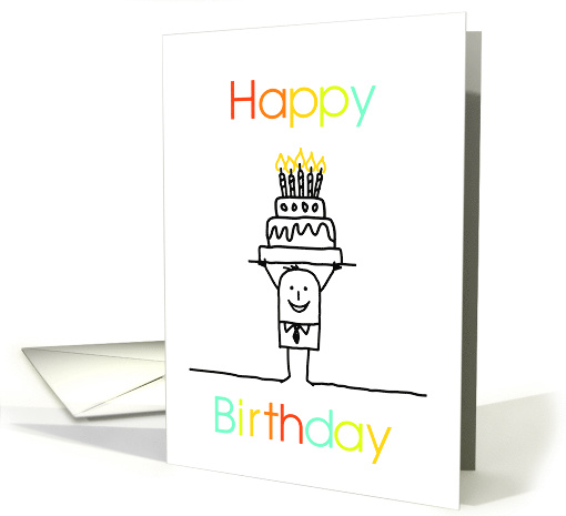 Happy Birthday To Me - Man Upholding Birthday Cake card (1414990)
