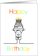Happy Birthday To Me - Man Upholding Birthday Cake card