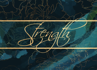 Strength - Evening Blue Floral Blank Card