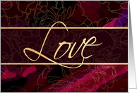 Love - Merlot Magenta Floral Blank Card