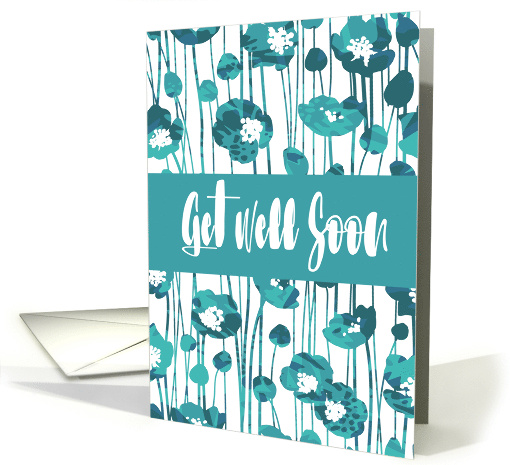 Get Well Soon - Calming Blue Blooms (Blank Inside) card (1561520)