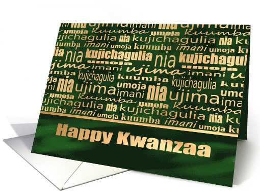 Happy Kwanzaa Seven Principles Green Faux Gold card (1725802)