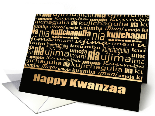 Happy Kwanzaa Seven Principles Black Faux Gold card (1725804)