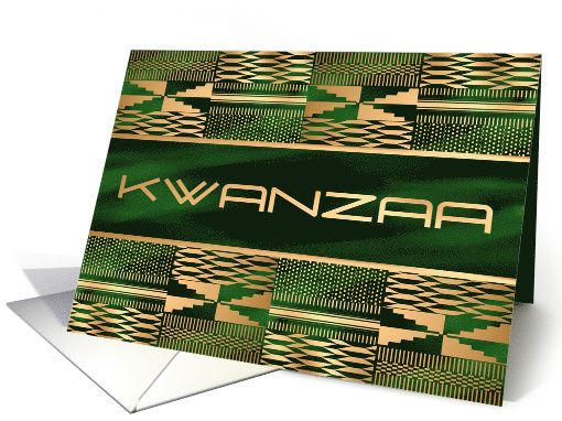 Kwanzaa Kente Print Green Faux Gold card (1725934)