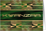 Kwanzaa Kente Print Green Faux Gold card