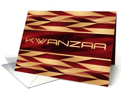 Kwanzaa Chevron Weave Red Faux Gold card (1725940)