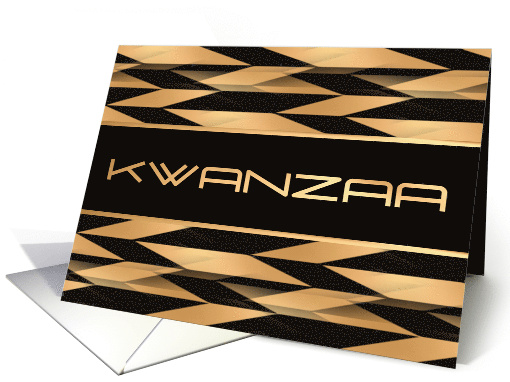 Kwanzaa Chevron Weave Black Faux Gold card (1725944)