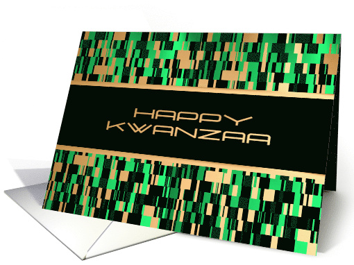 Happy Kwanzaa Abstract Green Faux Gold card (1725950)