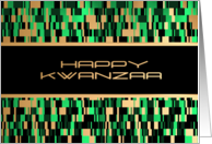 Happy Kwanzaa Abstract Green Faux Gold card