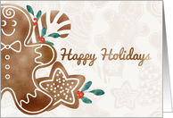 Happy Holidays Gingerbread Man and Cookies card